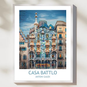 Casa Batlló Poster – Antoni Gaudí Architecture Print – Modernist Barcelona Wall Art – Art Nouveau Home Decor – Spain Travel Poster