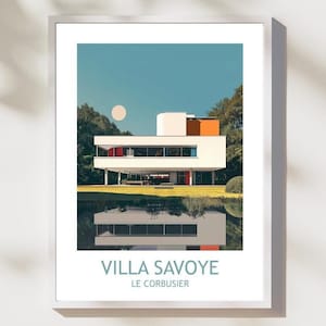 Poster di Villa Savoye di Le Corbusier – Stampa architettonica minimalista – Arte modernista iconica – Arte murale di alta qualità – Decorazione per la casa