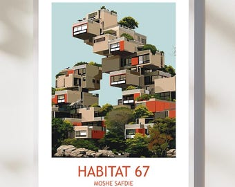 Impresión de Hábitat 67: Póster de arquitectura brutalista de Montreal