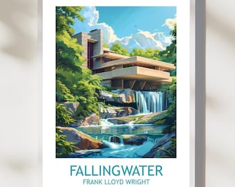 落水荘の油絵 | 建築ポスター | 落水荘 フランク・ロイド・ライト