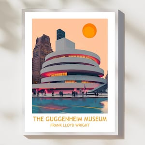 Guggenheim Museum Poster – Frank Lloyd Wright Architecture Print – Modernist NYC Wall Art – Iconic Building Illustration – Mid Century Decor