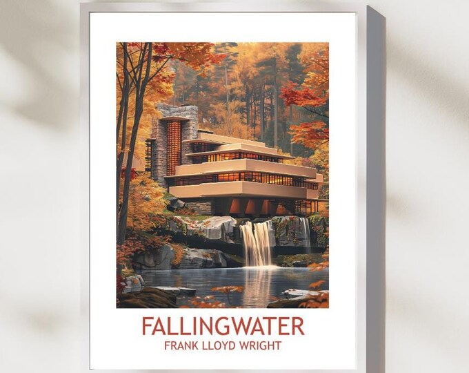 Frank Lloyd Wright Print Falling Water Print Architecture Poster ...