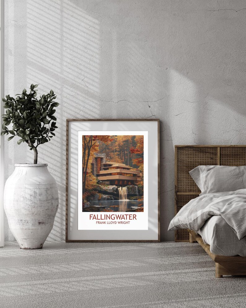 Fallingwater Poster: Frank Lloyd Wright Modern Architecture Wall Art ...