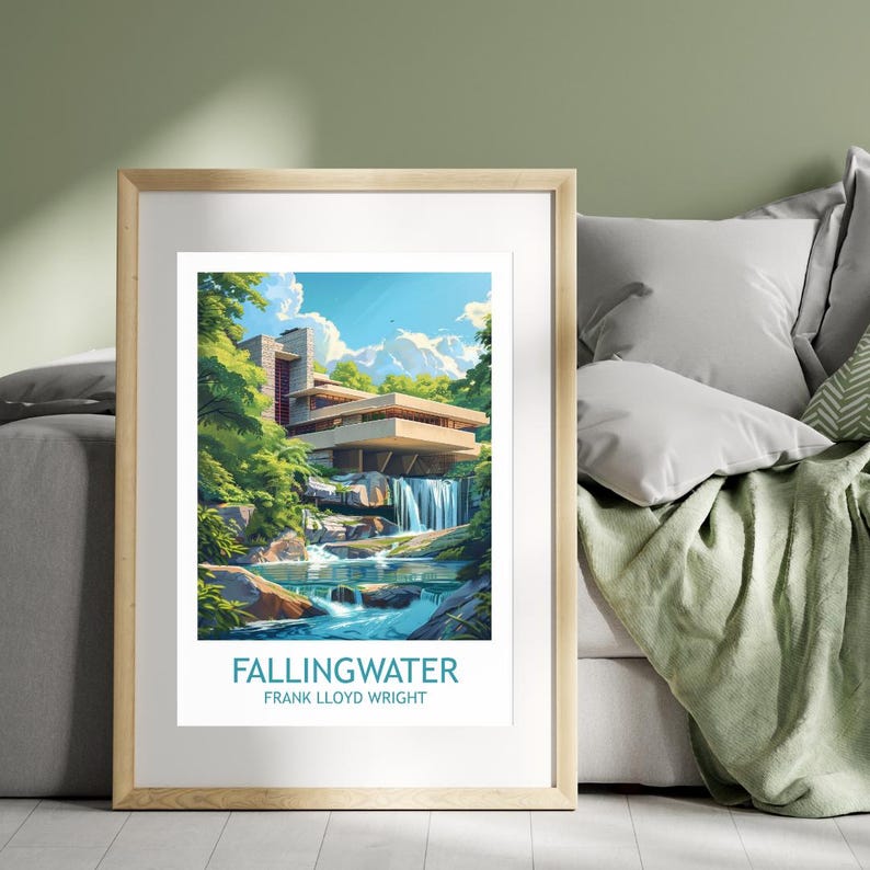 Fallingwater Print: Frank Lloyd Wright Architecture Poster - Etsy