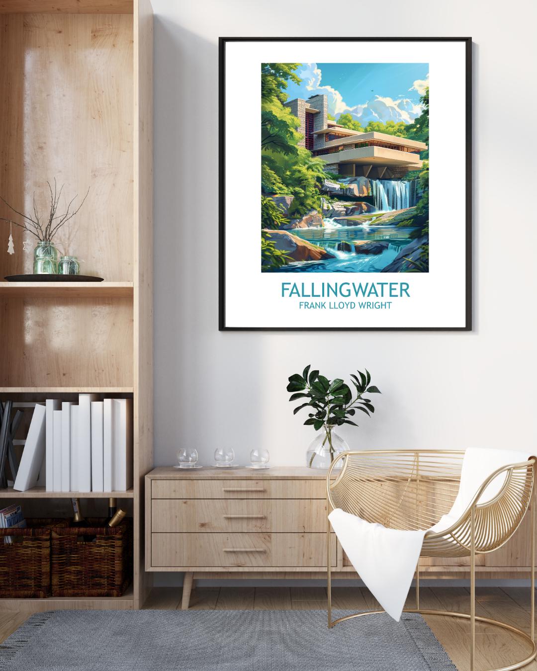 Fallingwater Print: Frank Lloyd Wright Architecture Poster - Etsy