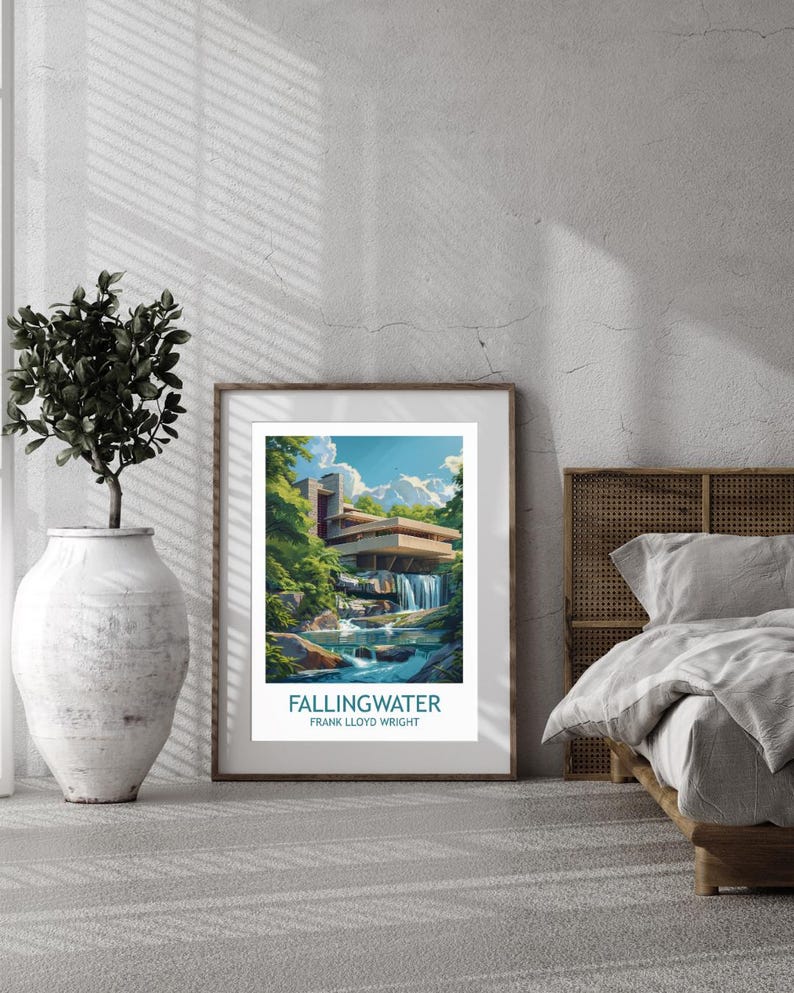 Fallingwater Print: Frank Lloyd Wright Architecture Poster - Etsy