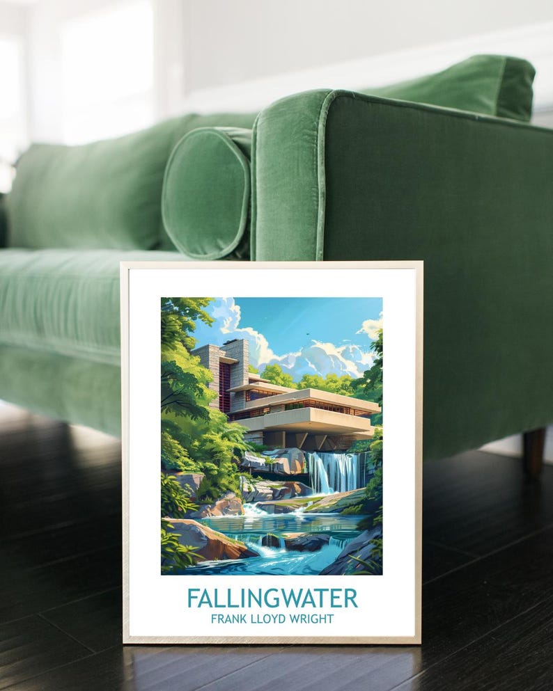Fallingwater Print: Frank Lloyd Wright Architecture Poster - Etsy