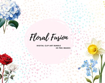 Flowers Clipart Bundle. Flowers and Roses Illustrations in PNG with Transparent Backgrounds - Instant Download!