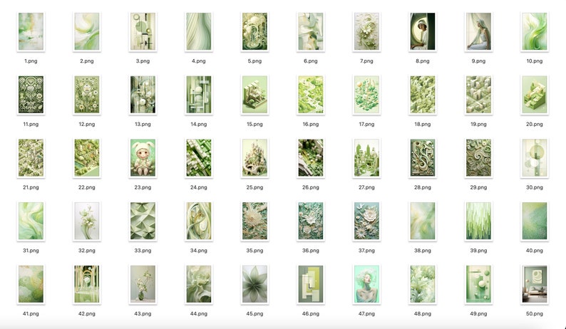 Green Gallery Wall Art Set Of 50 Gallery Wall Prints Digital Download Gallery Wall Art Gallery Wall Art For Different Aesthetics image 3