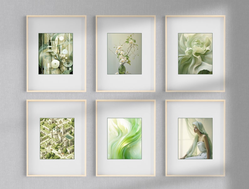 Green Gallery Wall Art Set Of 50 Gallery Wall Prints Digital Download Gallery Wall Art Gallery Wall Art For Different Aesthetics image 1