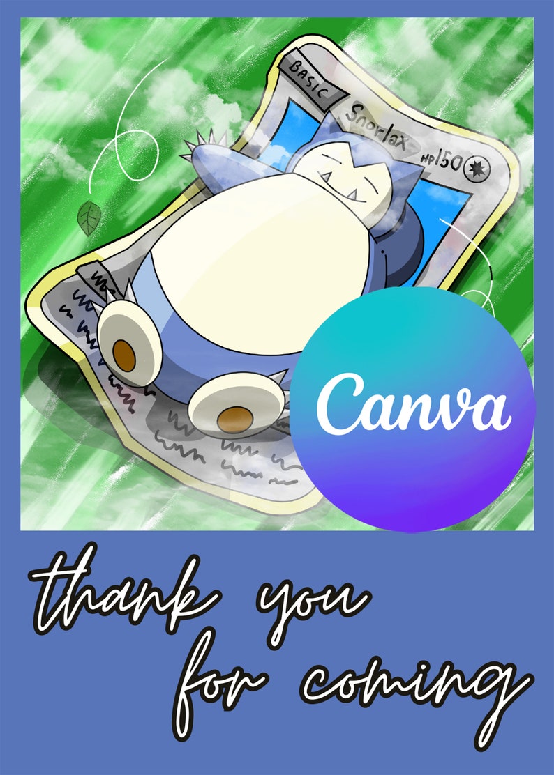 Editable Pokemon Birthday Invitation and Thank You Card, Canva ...