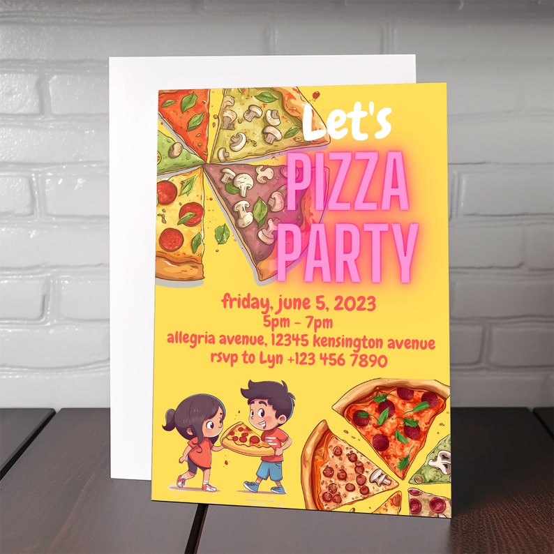 Editable Pizza Party Birthday Invitation Canva Printable - Etsy
