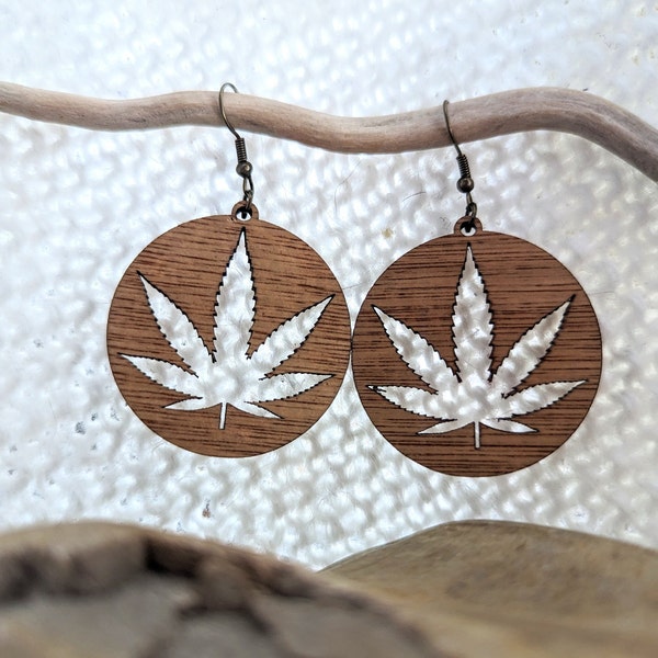 boucles d'oreilles bois chanvre