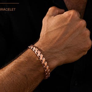 Puur massief koperen kinketting, handgemaakte herenmanchet, verstelbaar (Vaderdagcadeau)