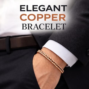 Bracelet de guérison en cuivre pur : pour femme et homme, bijoux unisexes réglables, cadeau écologique en cuivre massif