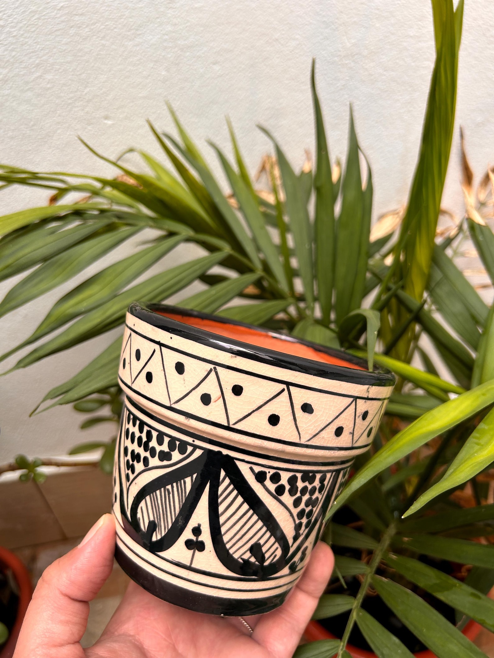 Handmade Moroccan Ceramic Planter with Geometric Patterns — view 8