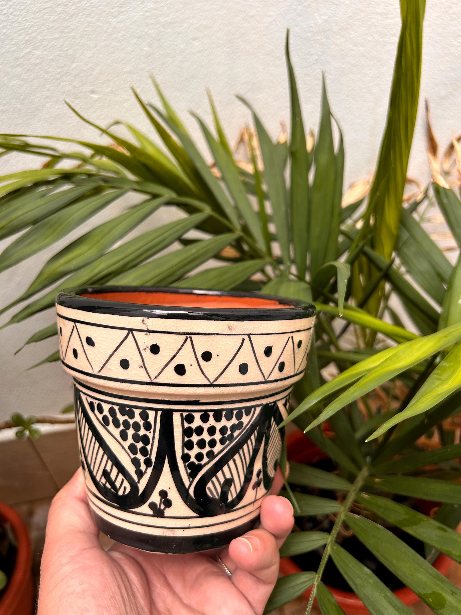 Handmade Moroccan Ceramic Planter with Geometric Patterns — view 9