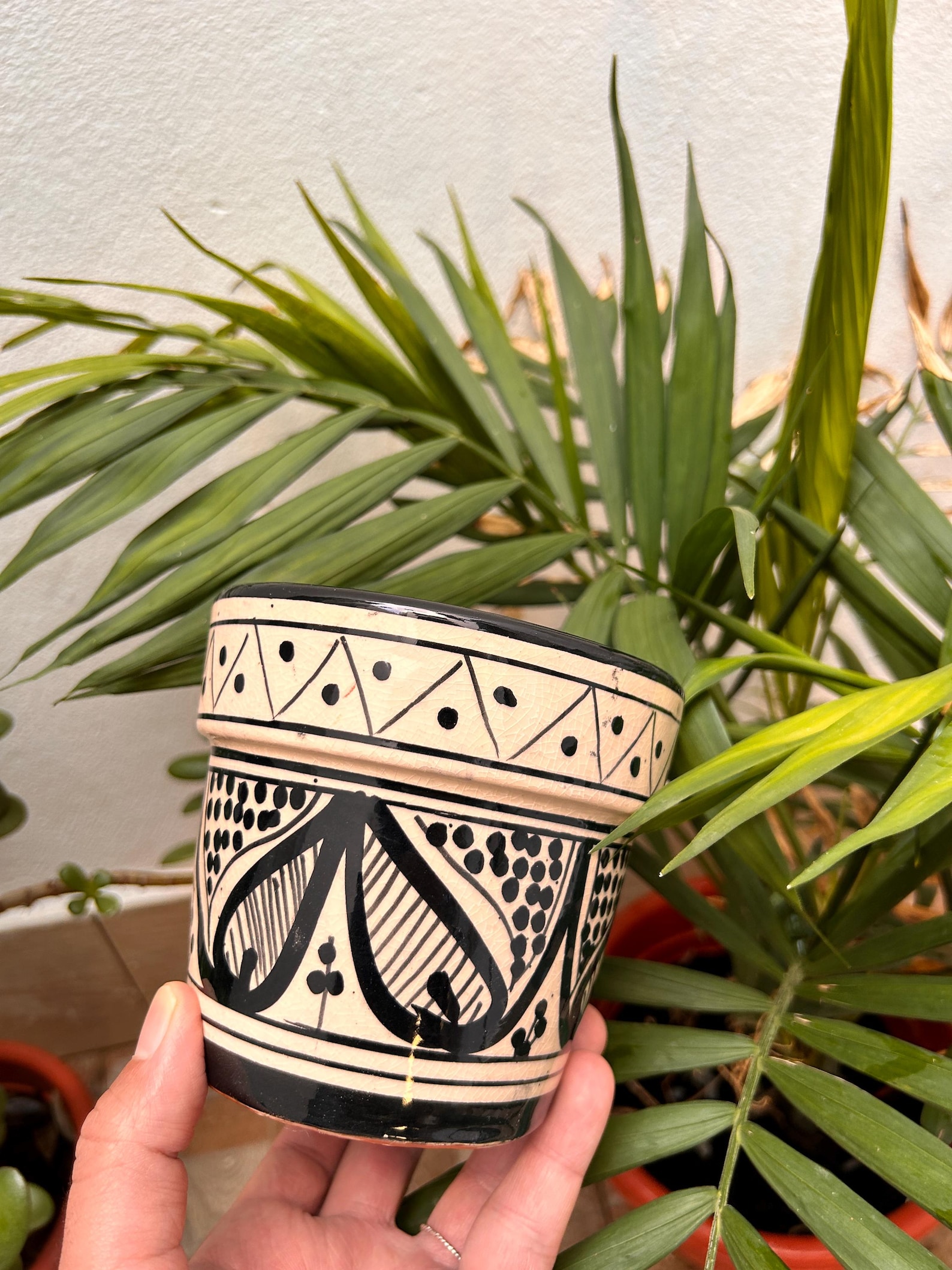 Handmade Moroccan Ceramic Planter with Geometric Patterns — view 10