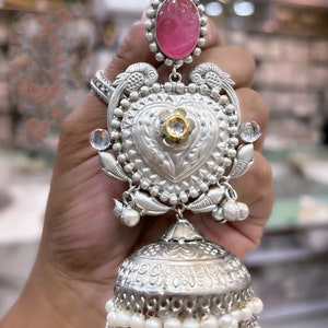 92.5 silver plated light weight premium quality long big Jhumka