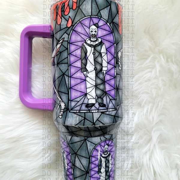 40oz Horror Clown Art Character Stained Glass Tumbler