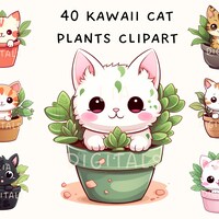 Cute Cat Clipart Kawaii Bundle for Animal Stickers Kawaii Clipart Wall ...