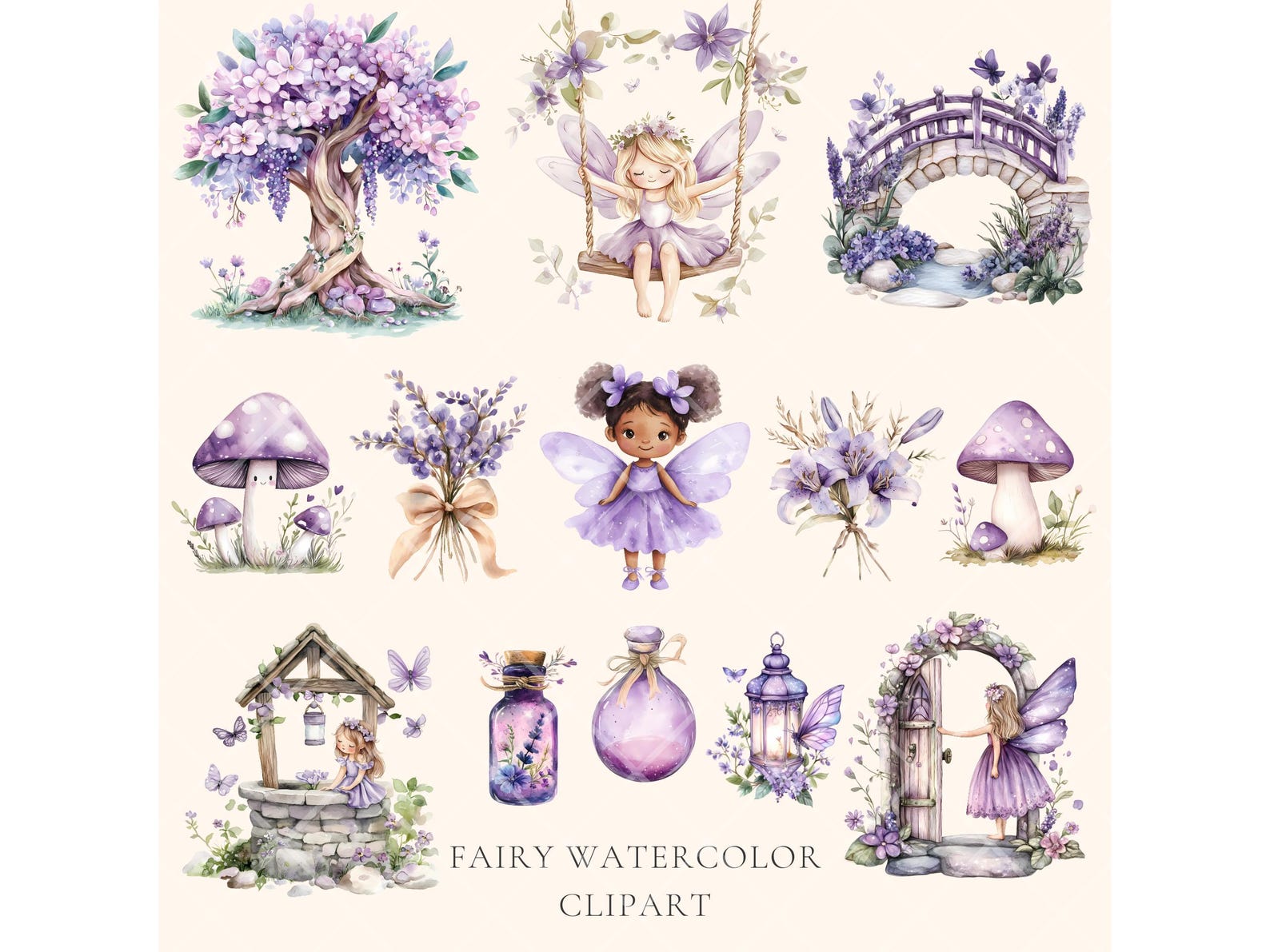 Watercolor Fairy Clipart Fairy Magical Garden Clipart Enchanted Forest ...