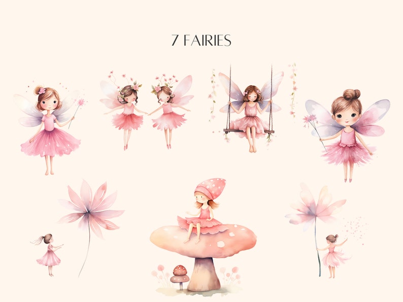 Watercolor Fairy Magical Garden Clipart Cute Fairy Garden Clipart ...