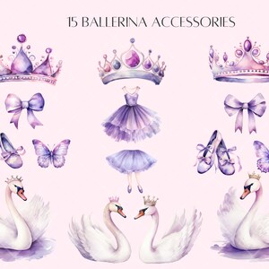 Purple Ballerina Clipart Swan Lake Clipart Watercolor Ballerina Clipart ...