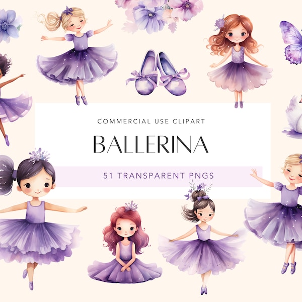 Purple Ballerina Clipart Swan Lake Clipart Watercolor Ballerina Clipart For Birthday Theme Cute Ballet Clipart Ballerina Tutu PNG Swan PNG