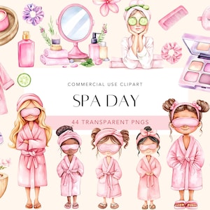 Aquarela Spa Clipart Spa Festa Clipart Spa Meninas Aniversário Infantil Clipart Maquiagem Festa de Mimos Glam Spa Festa do Pijama PNG Uso Comercial