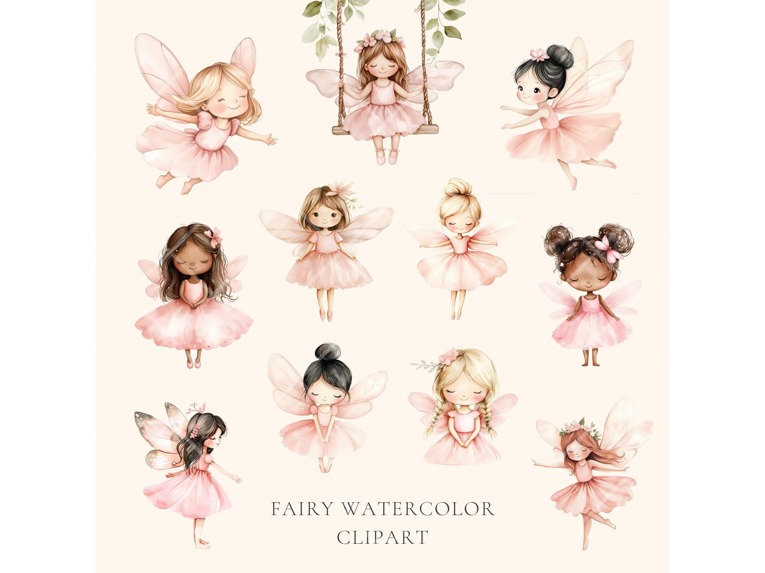 Watercolor Fairy Garden Clipart Cute Fairy Garden Clipart Enchanted ...