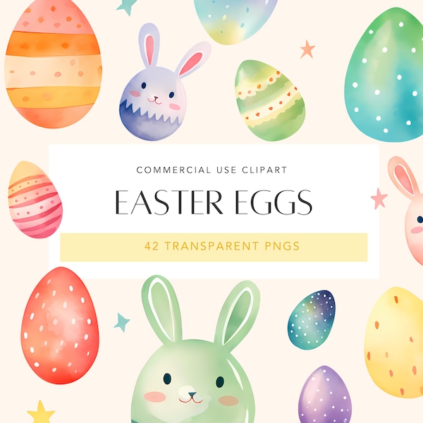 Easter Egg Clipart Cute Easter Bunny Eggs Watercolor Colorful Easter Egg Clipart Springtime Clipart Bundle Easter Clip Art Transparent PNG