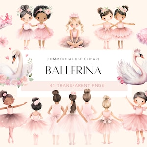 Acquerello Ballerina Clipart Pacchetto Clipart di ballerine rosa Clipart di balletto carino per invito alla creazione di biglietti Nursery Decor Download digitale
