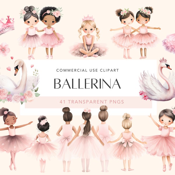 Watercolor Ballerina Clipart Pink Ballerinas Clipart Bundle Cute Ballet Clipart For Cardmaking Invitation Nursery Decor Digital Download