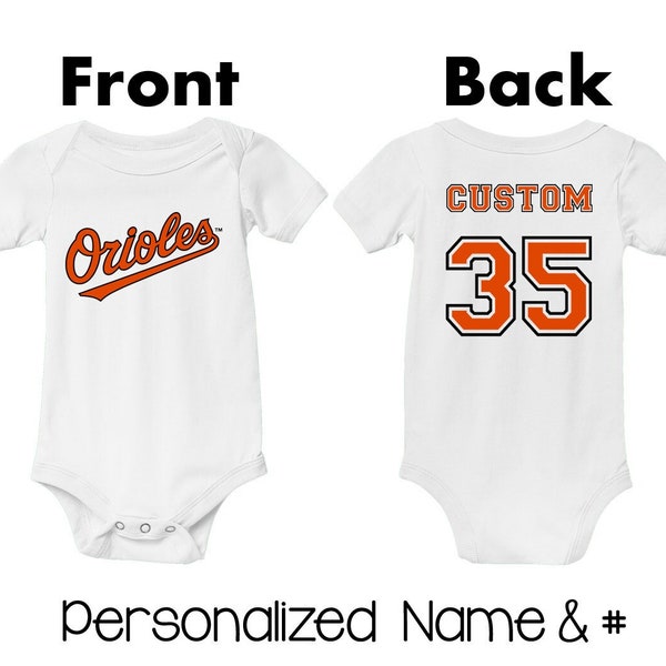 Personalized Baltimore Orioles Baseball Kids Baby Bodysuit Custom Jersey Name # Baby Shower Gift - Boys Girls Toddler Clothes Infant Tshirt