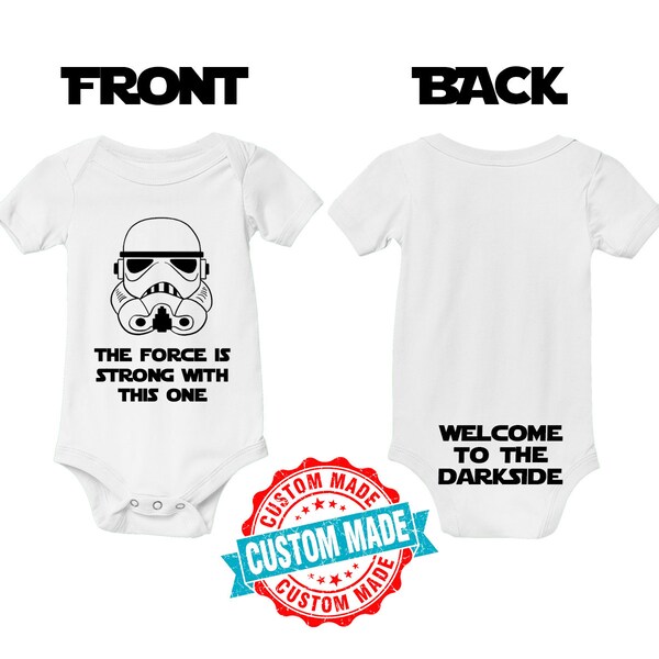 Storm Pooper The Force is Strong Baby Bodysuit 2 Side Funny Super Hero Movie Clothing Gift Boys Girls Dark Side Outfit Infant 1 Piece Romper