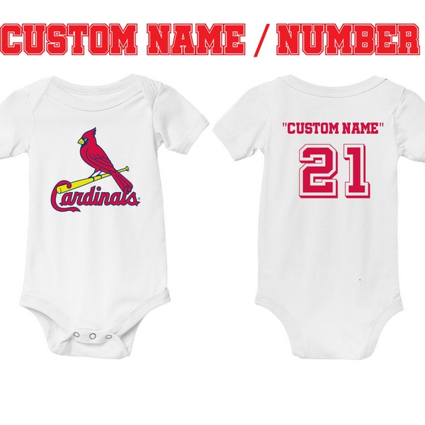 Personalized St Louis Cardinals Kids Baby Bodysuit Custom Jersey Name # Baby Shower Gift - Boys Girls Toddler Clothes - Infant Tshirt