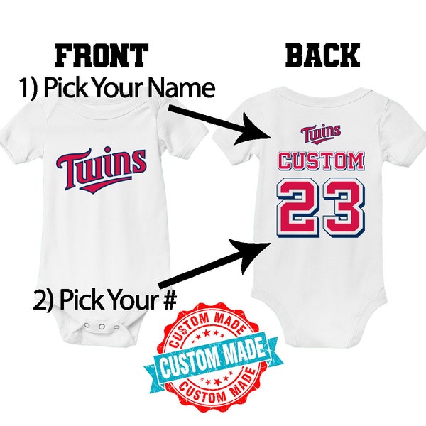 CUSTOM Minnesota Twins Baseball Jersey Newborn Baby Personalized Bodysuit Name # Baby Shower Gift Boys Girls Toddler Clothes Infant Tshirt