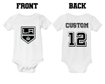 Personalized Los Angeles Kings Baby Hockey Bodysuit Custom Kids Jersey Name # Outfit Baby LA Shower Gift Infant Tee - Boys Girls Toddler