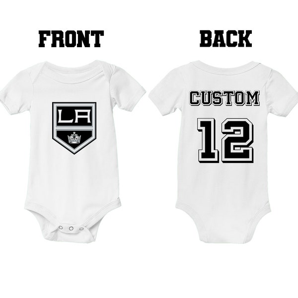 Personalized Los Angeles Kings Baby Hockey Bodysuit Custom Kids Jersey Name # Outfit Baby LA Shower Gift Infant Tee - Boys Girls Toddler