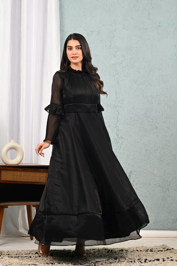 Black Color Designer Tissue Gown for Women - Etsy