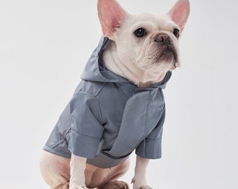 Dog Raincoat with Hood - Tribeca adjustable Velcro raincoat - Blue