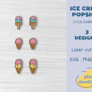 Eis am Stiel Ohrstecker SVG-Datei | Sommer, Strand, süße Leckereien Ohrringe Glühlampe bereit Laserschnittdatei