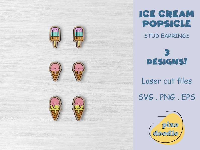 Ice Cream Popsicle Stud Earrings SVG File Summer Beach Etsy