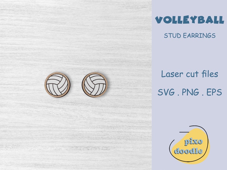 Volleyball Stud Earrings SVG File Sports Earring Etsy