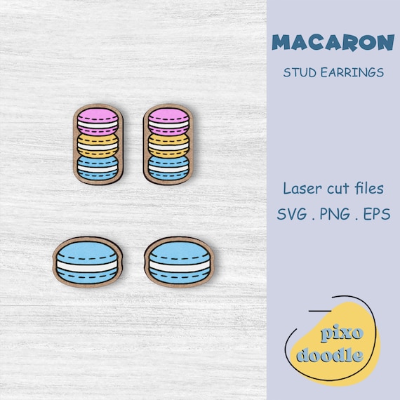Macaron earrings SVG file | Sweet treats, macarons stud earrings glowforge ready laser cut file
