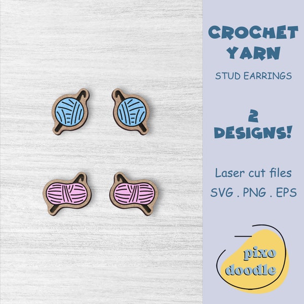 Crochet yarn earrings SVG file | Knitting earrings glowforge ready laser cut file