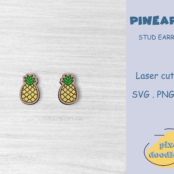 Pineapple stud earrings SVG file | Summer, beach, pineapple earring glowforge ready laser cut file