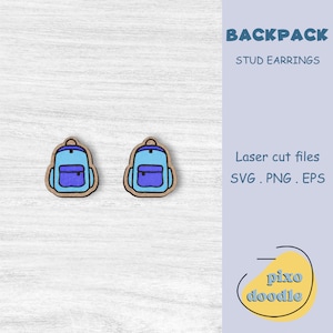 Rucksack Ohrringe SVG-Datei | Süße Rucksack, Schulbedarf Ohrstecker Glühlampe bereit Laserschnitt Datei