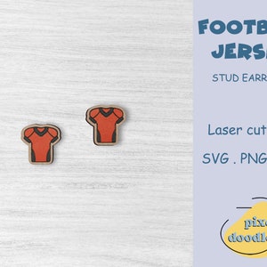 Football jersey stud earrings SVG file | Sports earring glowforge ready laser cut file